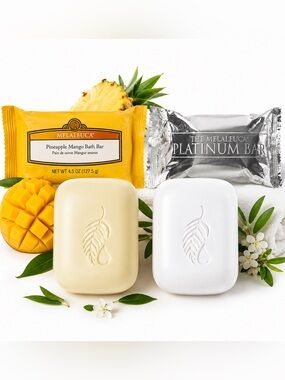 Lot 2 Melaleuca Bath Soap Bars Platinum & Pineapple Mango Sealed New 4.5oz